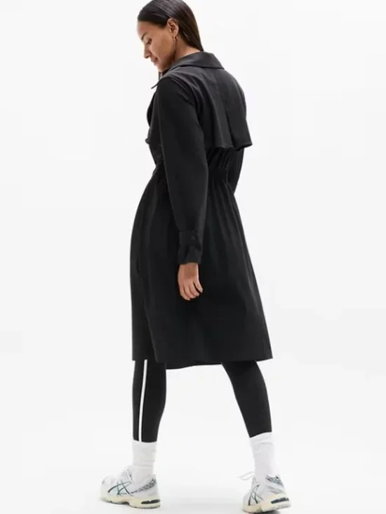 NWT Athleta Black Stellar Trench Coat - Picture 4 of 6